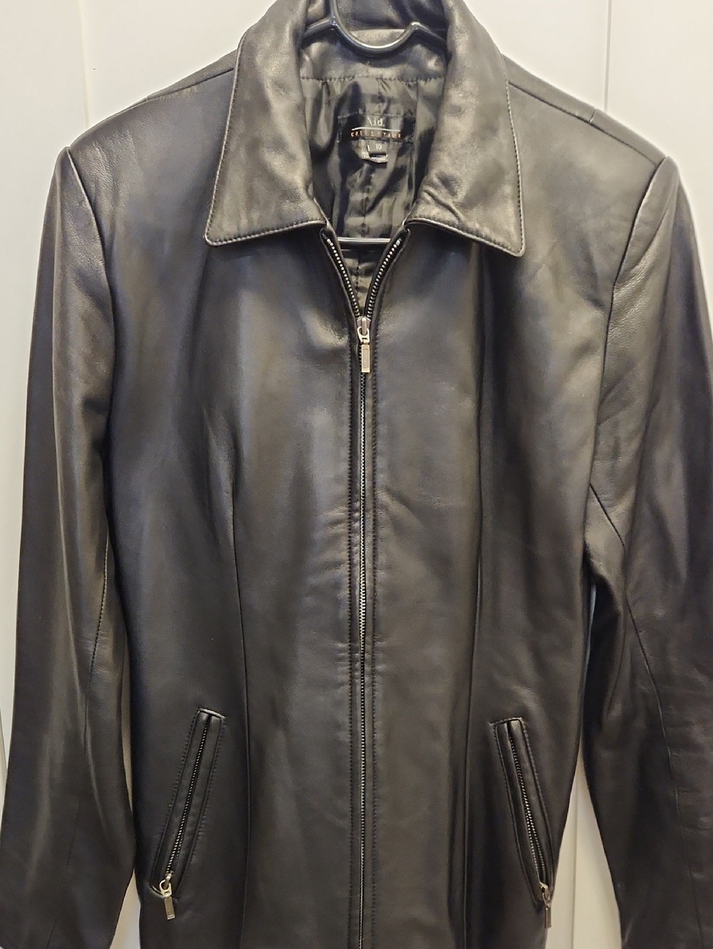 Collection B Black Leather Zip-Up Jacket